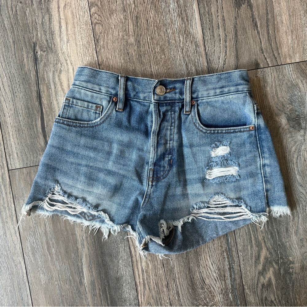 PacSun Blue Jean Shorts Distressed Raw Hem